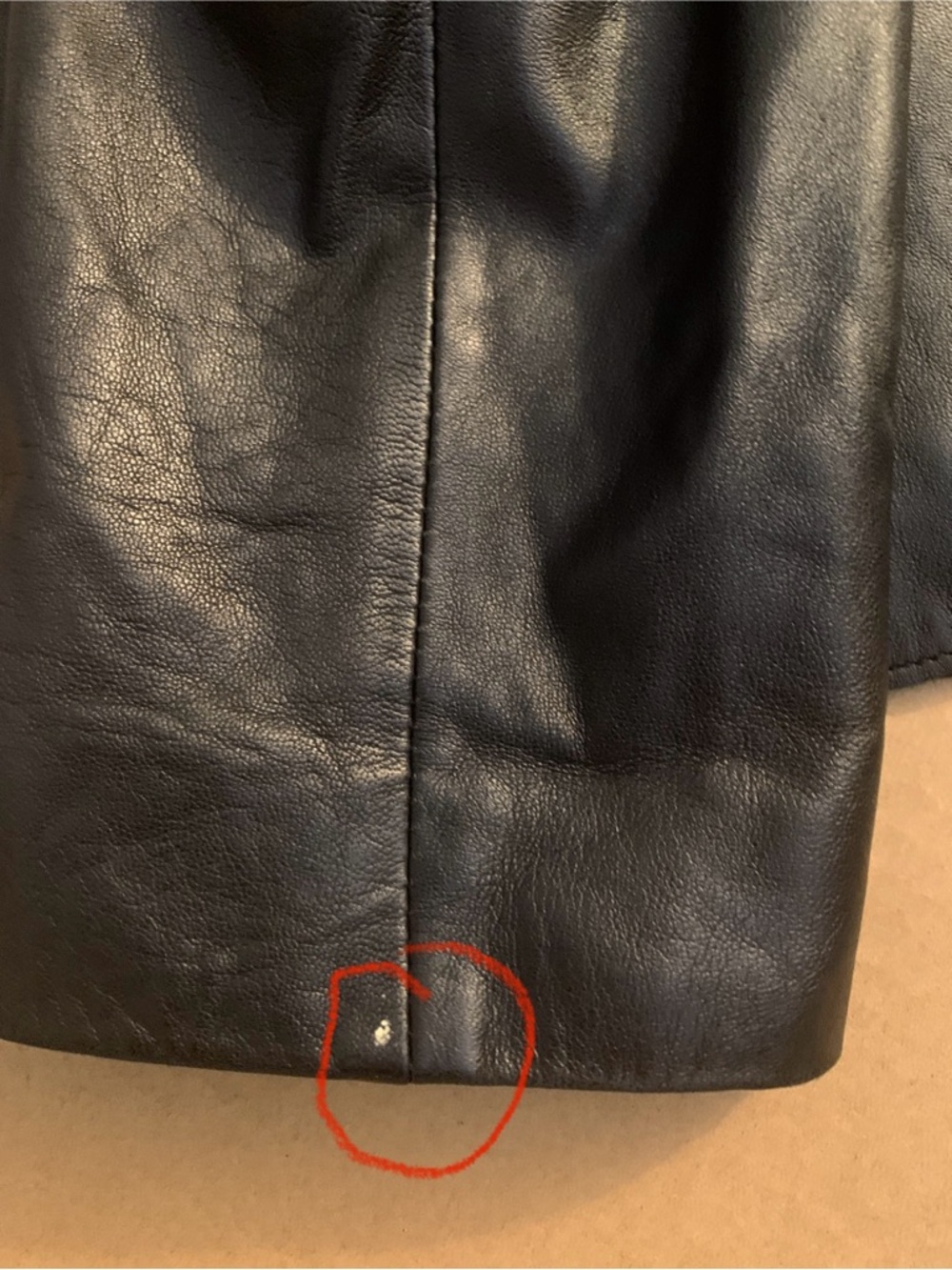 White House Black Market Black Leather Ruffle-Front Jacket. - Picture 4 of 12